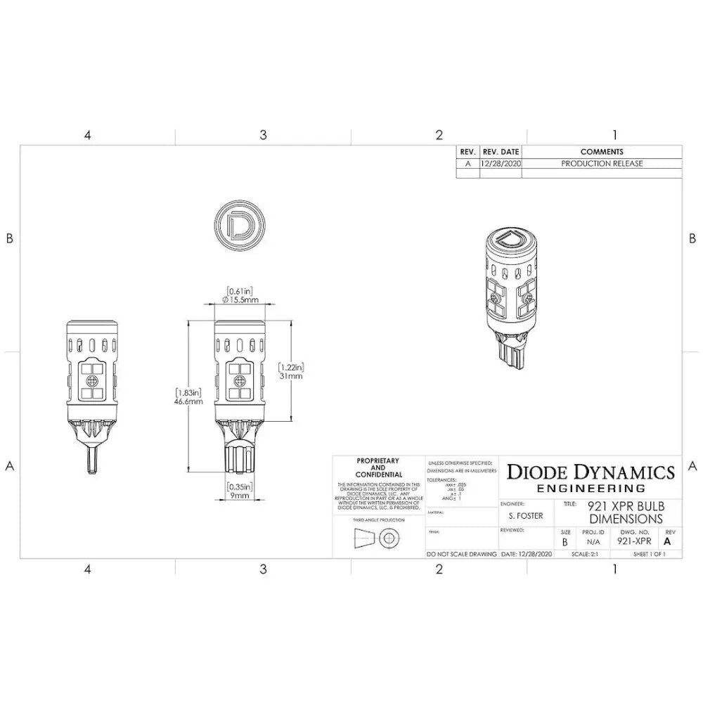 Diode Dynamc Increased Output With LED Appearance Backup Light Bulb DD0394P - White 921 Xpr Cool Pair