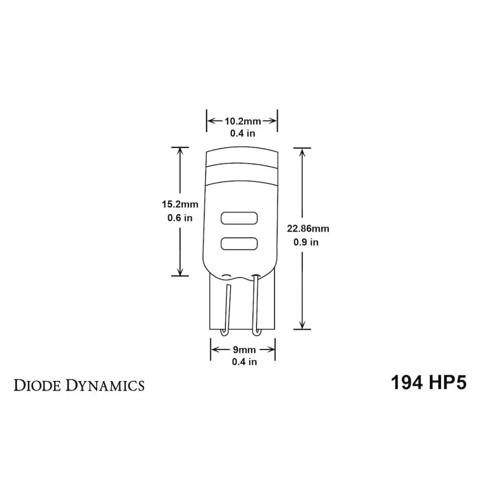 Diode Dynamc Increased Output With LED Appearance Dome Light Bulb DD0031P - White 194 HP5 Cool Pair