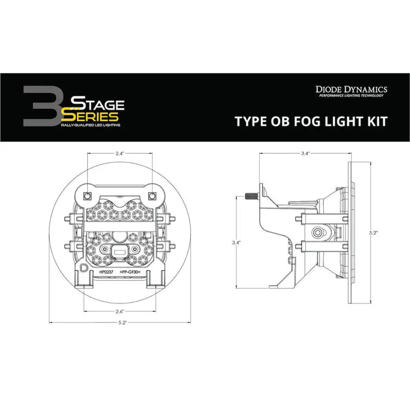 Diode Dynamc SAE-Compliant Road-Legal Output Driving/ Fog Light DD7074 - Yellow SS3 Max Type OB Kit Abl