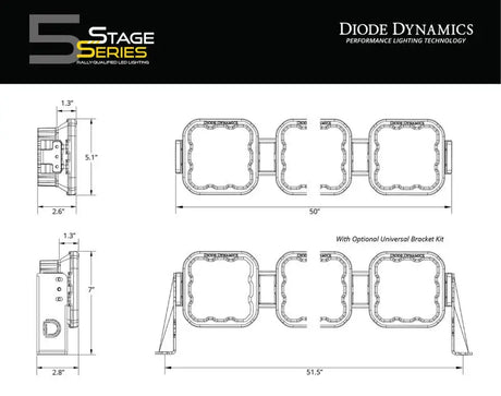 Diode Dynamics Jeep JL SS5 Sport CrossLink Windshield - White Combo Lightbar Kit - DD6821