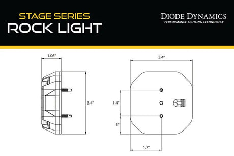 Dimensional drawings of a rock light surface mount adapter kit for RV parts & accessories