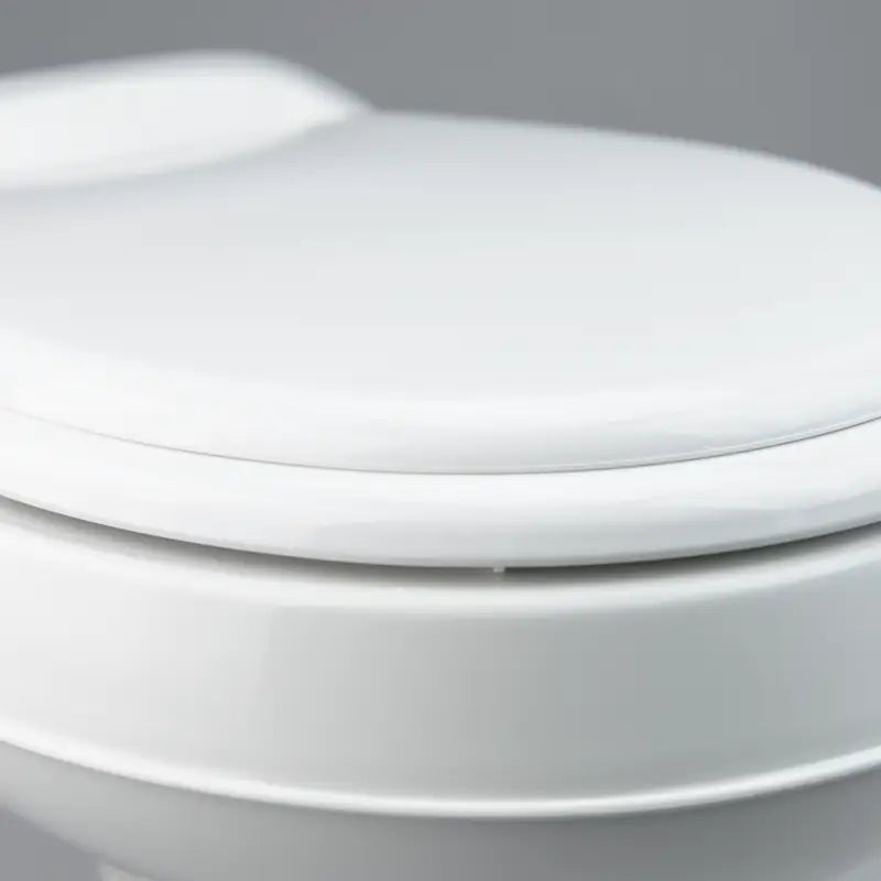 Dometic 300 Series RV Toilet with Easy Clean Design features a round seat and pedal flush control for convenience.