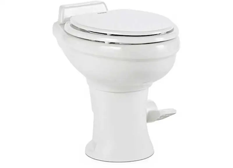 White marine toilet from Dometic 320 Series RV Toilet with vitreous ceramic bowl