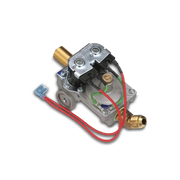 Dometic 92078 RV water heater gas valve assembly with brass fittings and red wires