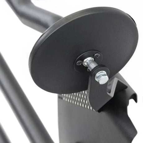 Black textured steel tubular lower half door with ball handle and side mirrors, featuring door retention straps, from Go Rhino’s Trailline® series for Jeep JKU.