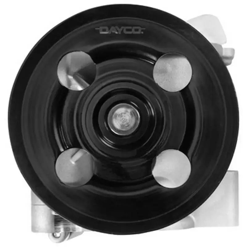 Black pulley with silver accents for DP1828 Dayco Water Pump, a durable water pump part