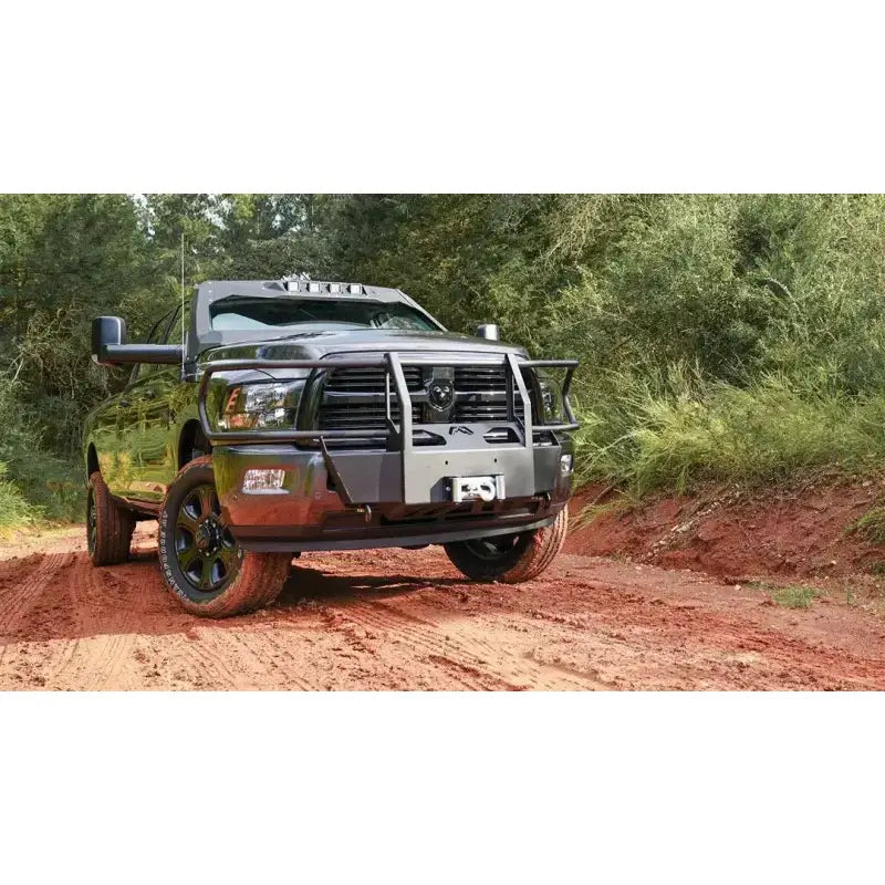 Fab Fours DR19-N4470-1 Full Guard Winch Mount on a 2019+ Ram 2500 truck provides ultimate off-road front-end protection, integrating seamlessly with winch systems, ideal for RV, Automotive, Powersports, and marine enthusiasts, Winches & Hitches, AVADA - Best Sellers, Must Haves