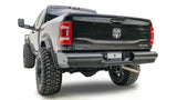 DR19-U4450-1 Fab Fours Black Steel Elite Rear bumper on a black truck, showcasing its high-quality black steel construction and rugged, aggressive design, ideal for off-road challenges and superior rear-end protection, Bumpers, Grilles & Guards, AVADA - Best Sellers, Must Haves