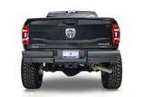 DR19-U4450-1 Fab Fours Black Steel Elite Rear bumper on a black truck, showcasing superior rear-end protection with a rugged, off-road design. Perfect for RV, automotive, powersports, marine, and truck accessories enthusiasts. Bumpers, Grilles & Guards, AVADA - Best Sellers, Must Haves