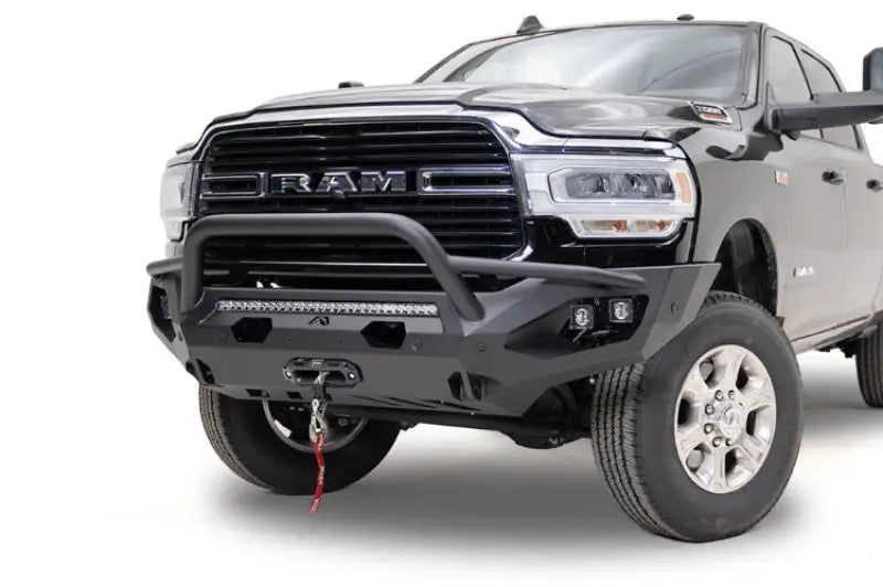DR19-X4452-1 Fab Fours 2019 Dodge HD Matrix Pre-Runner showcasing heavy-duty construction and sleek design for enhanced off-road protection.