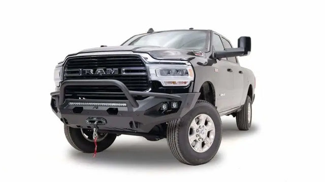 DR19-X4452-1 Fab Fours Matrix Pre-Runner on 2019 Dodge HD, showcasing its heavy-duty construction and sleek design.