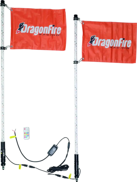 DragonFire Racing 2Ft Spiral Led Whip- Clear- sold in pairs - 522803 - Lights