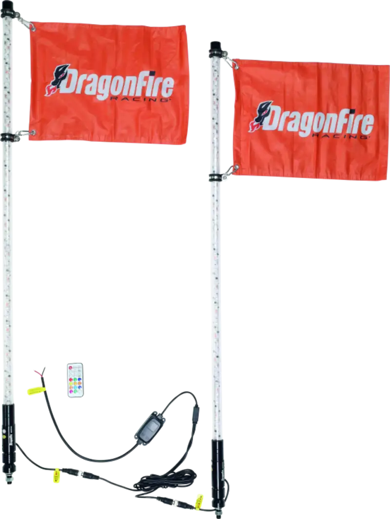 DragonFire Racing 2Ft Spiral Led Whip- Clear- sold in pairs - 522803 - Lights