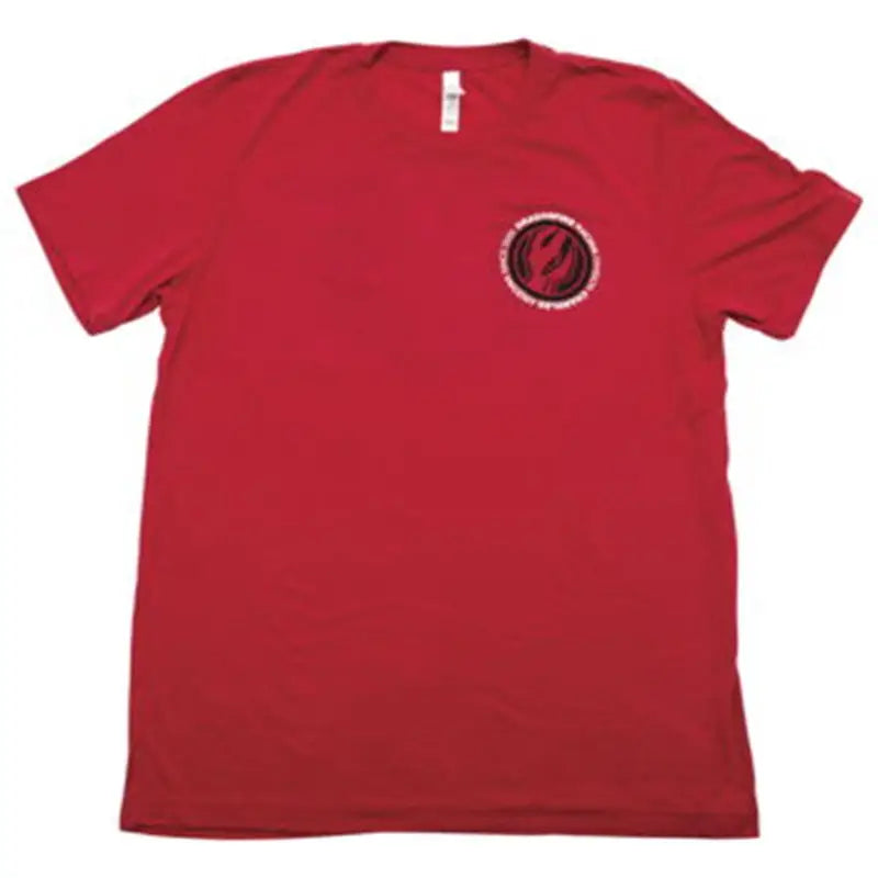 Red T-shirt with DragonFire Racing DFR circle logo, perfect for racing fans