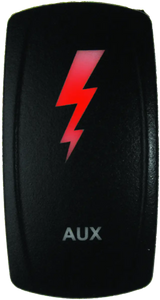 Black auxiliary switch with lightning bolt, dragonfire racing lighted switch with red LED