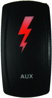 Black auxiliary switch with lightning bolt, dragonfire racing lighted switch with red LED