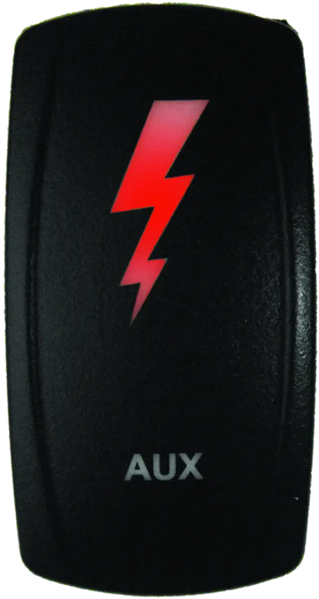 Black auxiliary switch with lightning bolt, dragonfire racing lighted switch with red LED