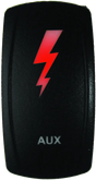 Black auxiliary switch with lightning bolt, dragonfire racing lighted switch with red LED