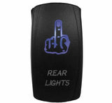 Black rocker switch with offensive gesture for DragonFire Racing lighted rear light on/off