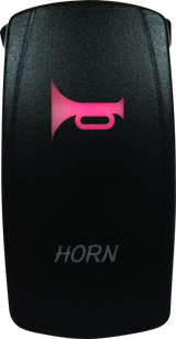 Black horn switch with pink illumination from DragonFire Racing Lighted Switch Horn On/Off Red 521372