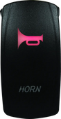 Black horn switch with pink illumination from DragonFire Racing Lighted Switch Horn On/Off Red 521372