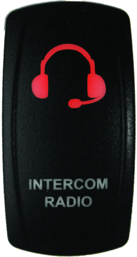 Black intercom radio switch with blue LED from DragonFire Racing Lighted Switch series