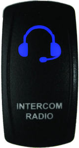 Black rocker switch with blue headset icon for DragonFire Racing Lighted Switch Red LED