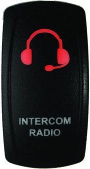 Black intercom radio switch with red LED from DragonFire Racing Lighted Switch series