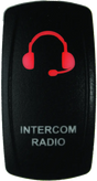 Black intercom radio switch with red LED from DragonFire Racing Lighted Switch series