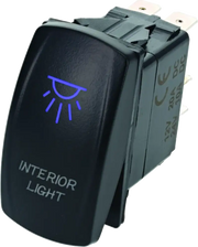 Black rocker switch with blue light from DragonFire Racing Lighted Switch On/Off Blue