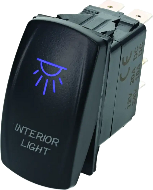 Black rocker switch with blue light from DragonFire Racing Lighted Switch On/Off Blue