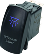 Black rocker switch with blue light from DragonFire Racing Lighted Switch On/Off Blue