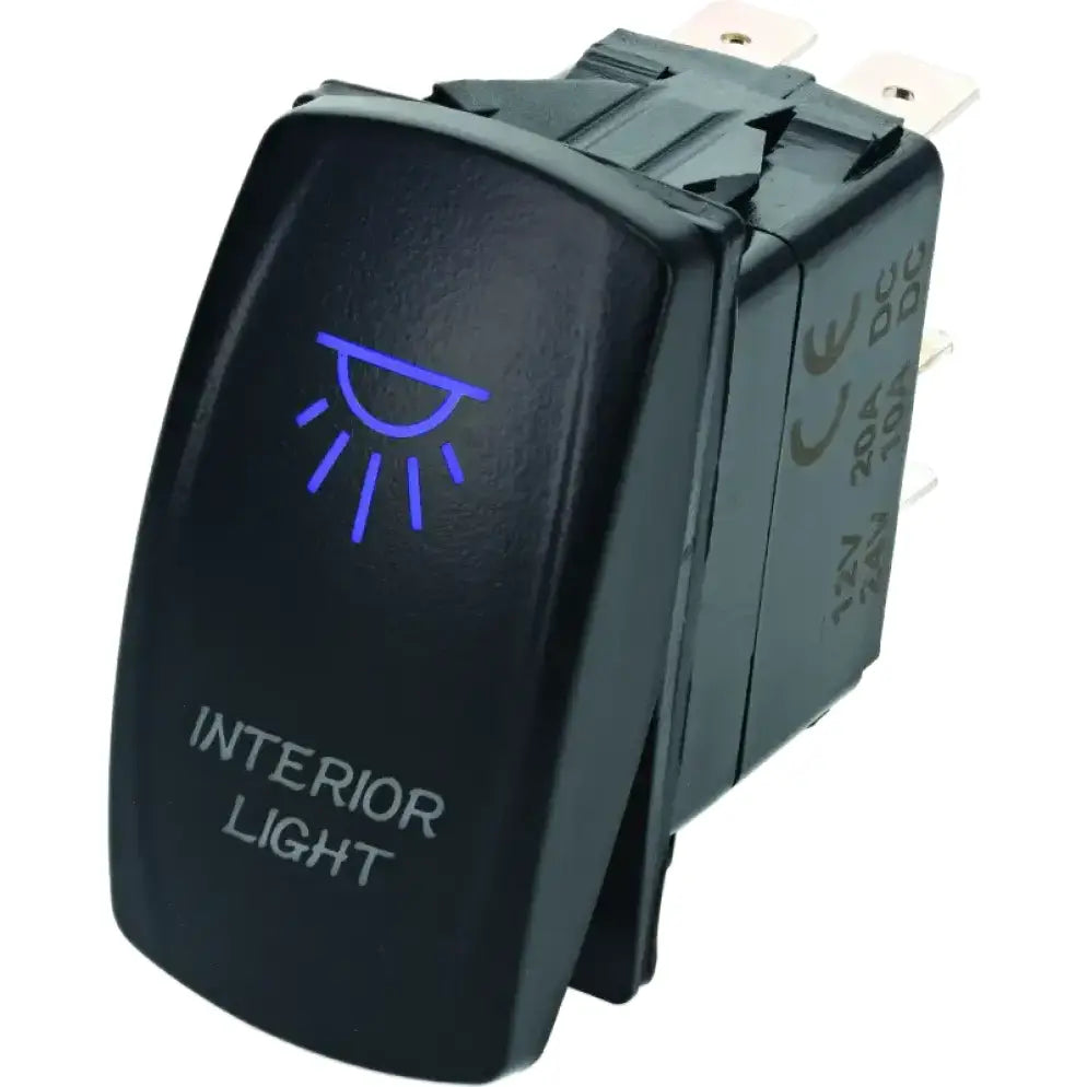 Black rocker switch with blue light from DragonFire Racing Lighted Switch On/Off Blue