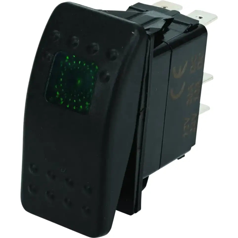 Black DragonFire Racing Lighted Switch with Green Indicator Light rocker switch for easy control