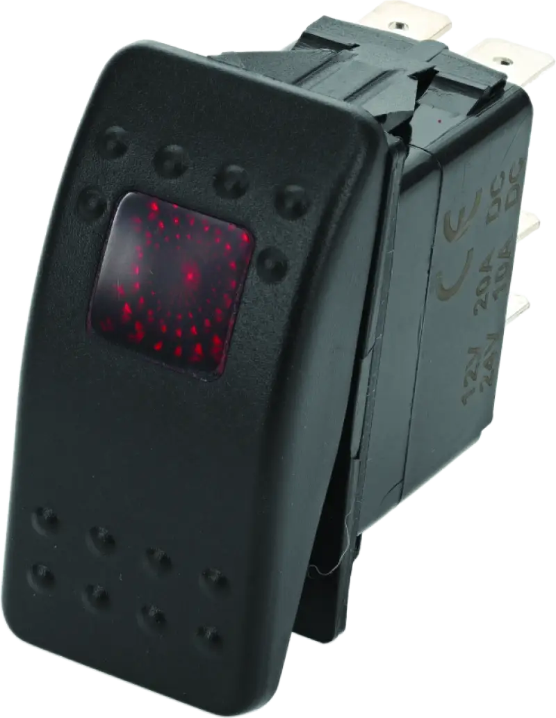 Black rocker switch with red indicator for DragonFire Racing lighted rear light on/off