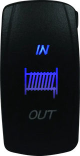 Illuminated black rocker switch from DragonFire Racing Lighted Switch Winch In/Out Blue
