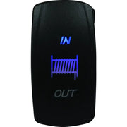 Illuminated black rocker switch from DragonFire Racing Lighted Switch Winch In/Out Blue