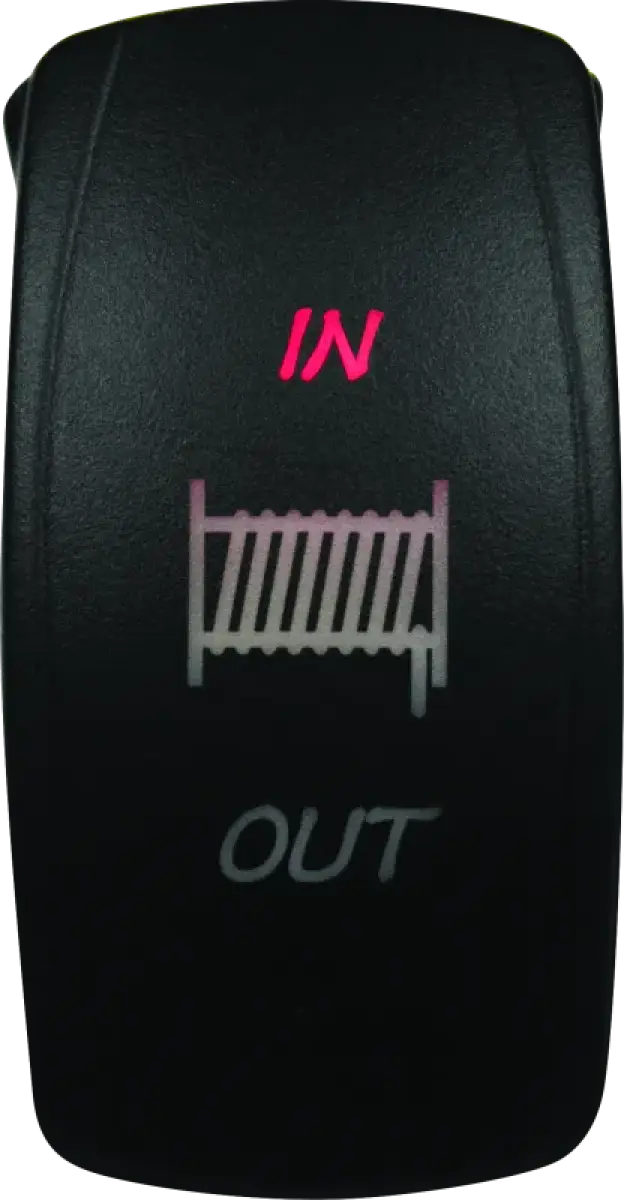 Black DragonFire Racing Lighted Switch Winch with In/Out Symbols for Racing Lights