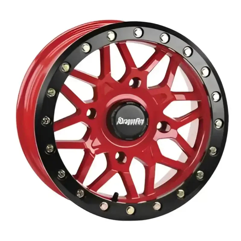 DragonFire Racing Typhon Wheel 14X7 4/156 5 + 2 + 10 Machined Red - 523203 - Wheels