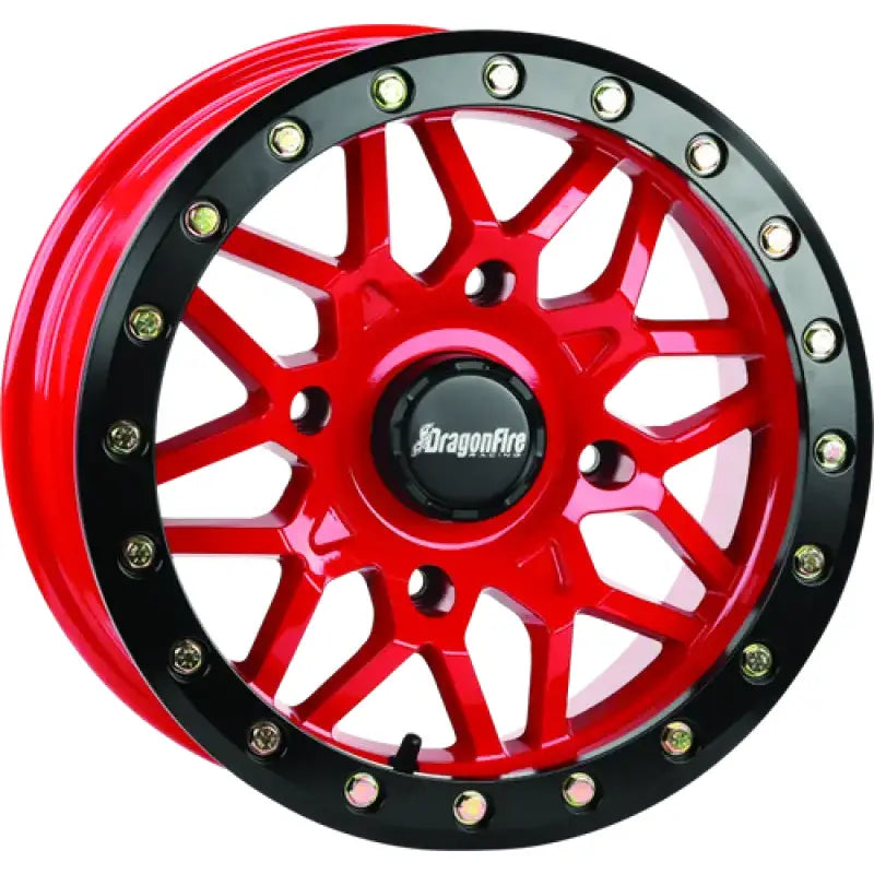 DragonFire Racing Typhon Wheel 14X7 4/156 5 + 2 + 10 Machined Red - 523203 - Wheels
