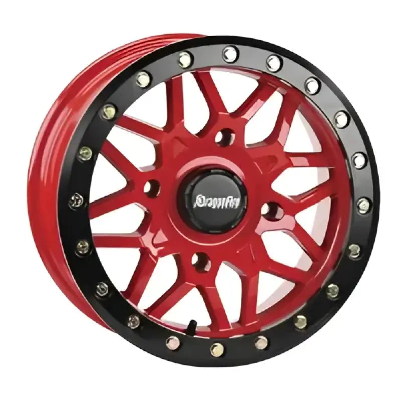 DragonFire Racing Typhon Wheel 14X7 4/156 5 + 2 + 10 Machined Red - 523203 - Wheels