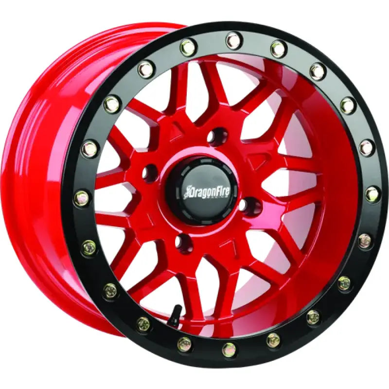 DragonFire Racing Typhon Wheel 15X10 4/156 5 + 5 + 0 Machined Red - 523210 - Wheels