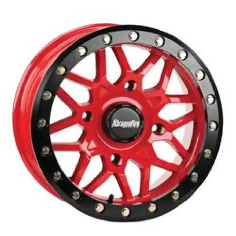 DragonFire Racing Typhon Wheel 15X10 4/156 5 + 5 + 0 Machined Red - 523210 - Wheels