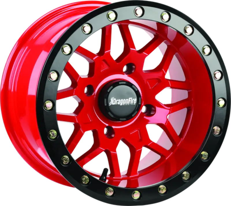 DragonFire Racing Typhon Wheel 15X10 4/156 5 + 5 + 0 Machined Red - 523210 - Wheels