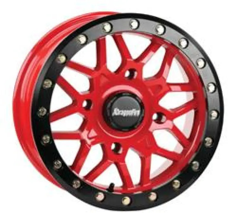 DragonFire Racing Typhon Wheel 15X10 4/156 5 + 5 + 0 Machined Red - 523210 - Wheels