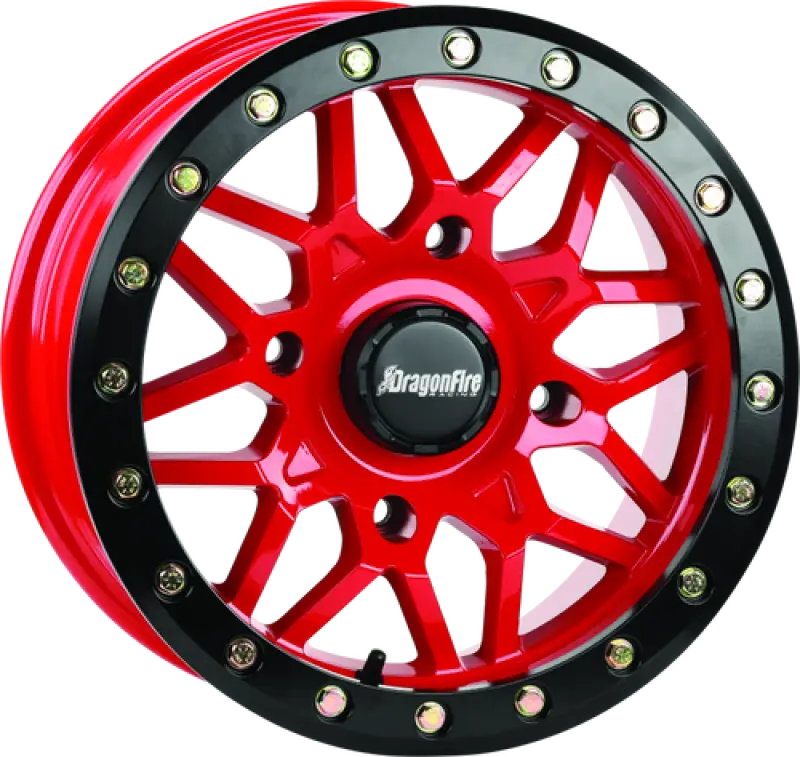 DragonFire Racing Typhon Wheel 15X6 4/137 5 + 1 + 40 R Machined Red - 523207 - Wheels