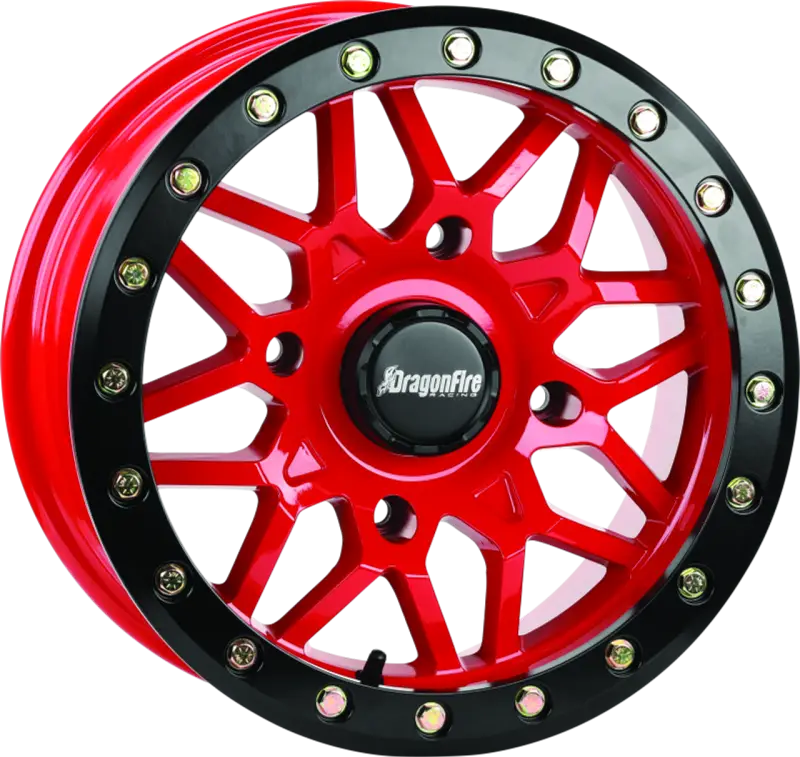DragonFire Racing Typhon Wheel 15X6 4/156 5 + 1 + 40 Machined Red - 523208 - Wheels