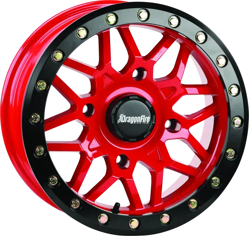 DragonFire Racing Typhon Wheel 15X7 4/156 5 + 2 + 10 Machined Red - Wheels