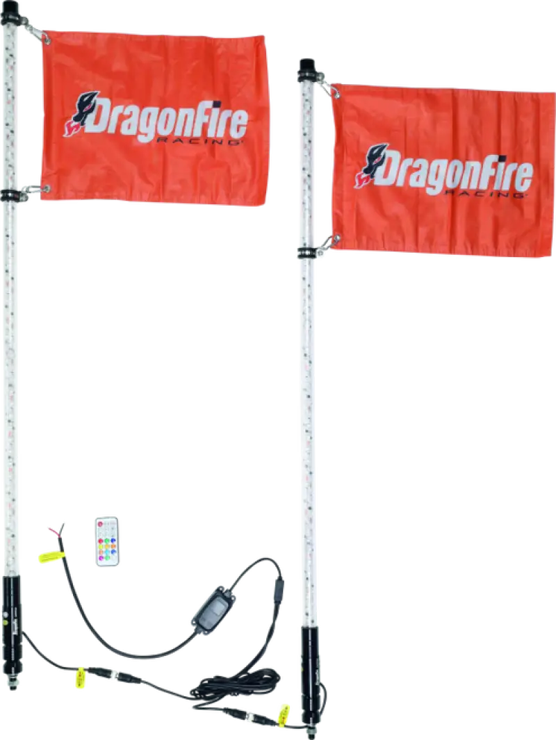 DragonFire Racing Whips - 4Ft Spiral Led Clear Pair - 522804 - Lights