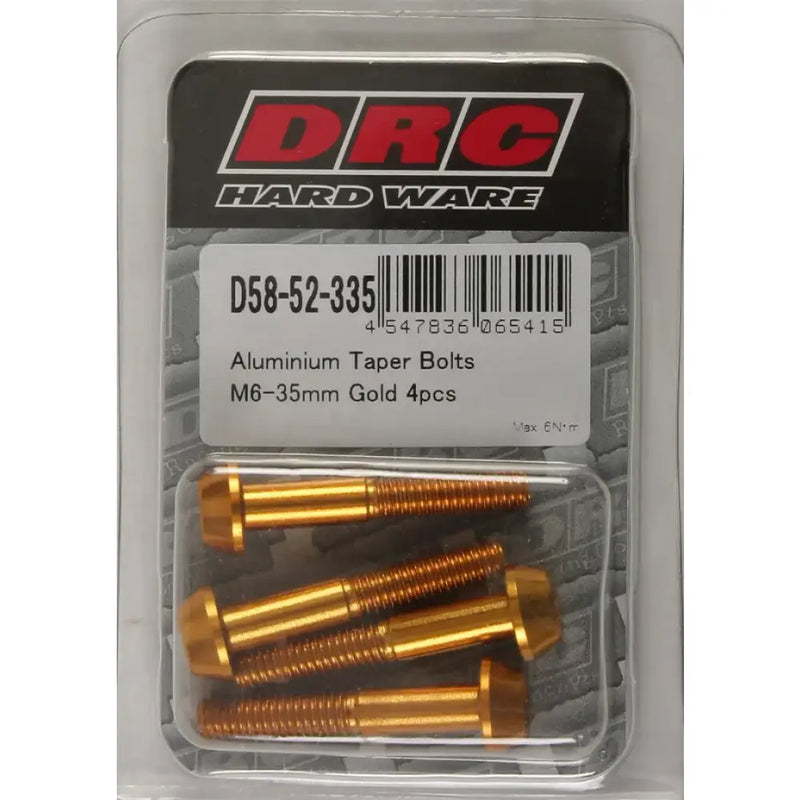DRC Aluminum Taper Bolts Gold M6x35mm 4/Pk for Powersports
